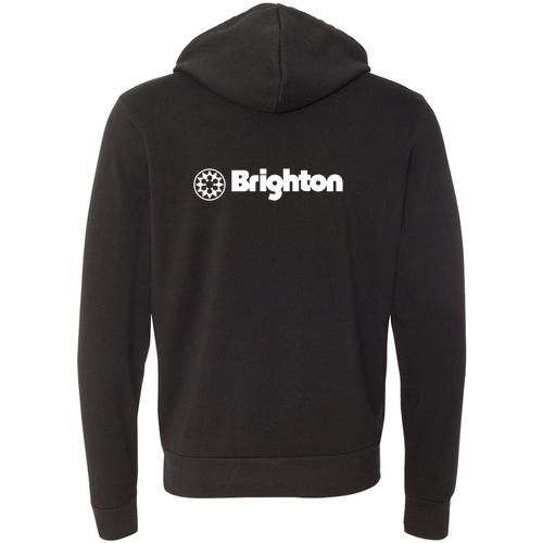 Brighton Logo 2 White Ink -- Pullover Hooded Sweatshirt Black