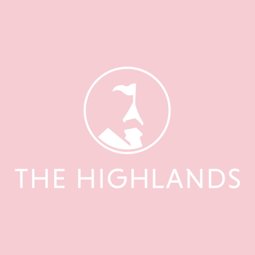 The Highlands Logo 1 White Ink -- Short Sleeve Light Pink