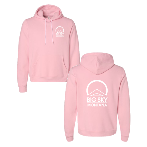 Big Sky Montana Logo 2 White Ink -- Pullover Hooded Sweatshirt Pink