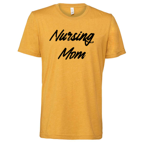 Nursing Mom Bella Canvas Unisex Heather CVC T-Shirt -- Heather Mustard