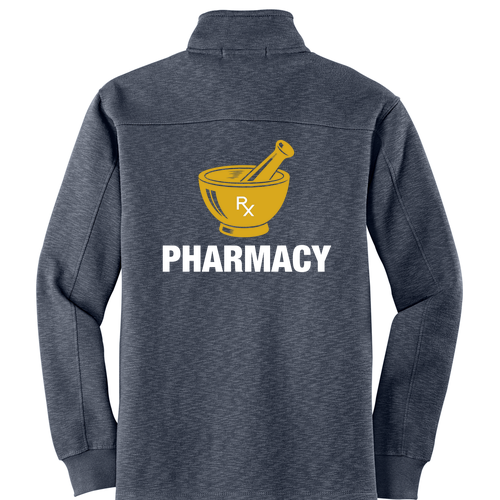Screen Printed Port Authority Slub Fleece Quarter Zip Pullover -- Slate Grey