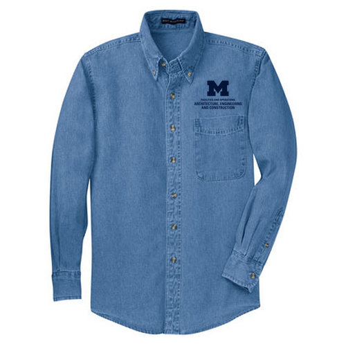 Mens/Unisex Port Authority Long Sleeve Denim Shirt -- Faded Denim, $41