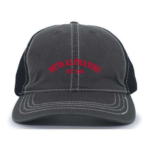 Pacific Headwear Vintage Trucker Mesh Hat -- Charcoal / Black / Charcoal