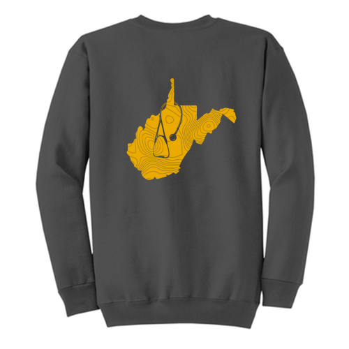 Topographic Map Port and Company Classic Crewneck Sweatshirt -- Charcoal