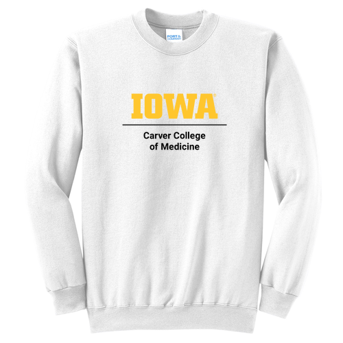 Printed CCOM Logo Port and Company Classic Crewneck Sweatshirt -- White