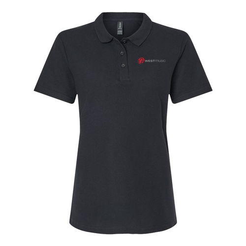 Embroidered Gildan Women's Softstyle Pique Polo -- Black