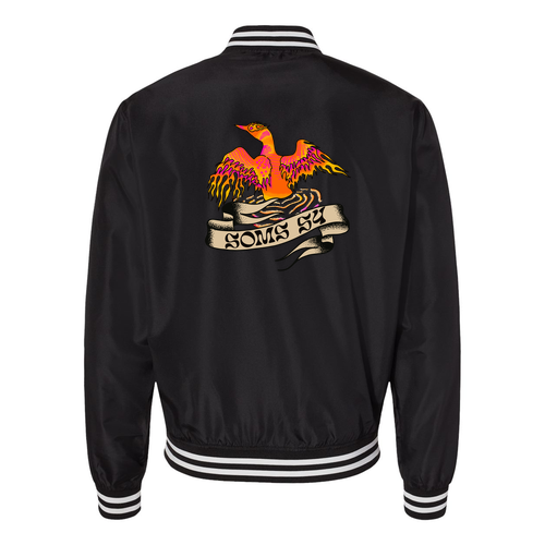Independent Trading Co. Lightweight Bomber Jacket -- Black / White Stripe