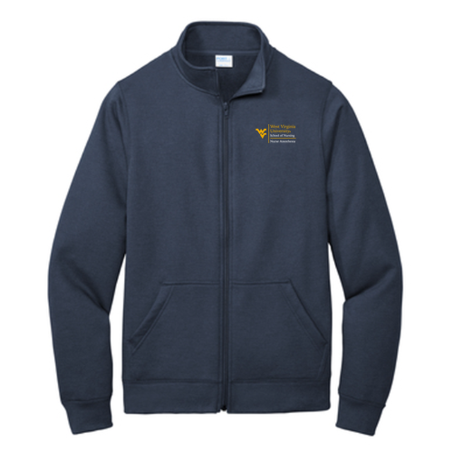 Embroidered Port and Company Core Fleece Cadet Full-Zip Sweatshirt -- Navy