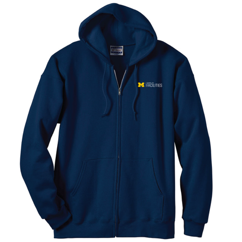 Hanes 10 Oz. 90/10 Ultimate Cotton Printpro Full Zip Hood Adult -- Navy