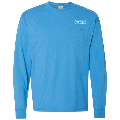 ComfortWash by Hanes Garment Dyed Long Sleeve T-Shirt With a Pocket -- Summer Sky