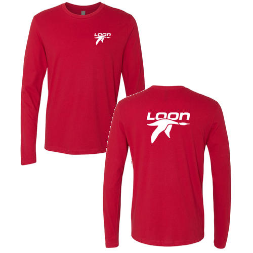 Loon Logo 2 White Ink -- Long Sleeve Red