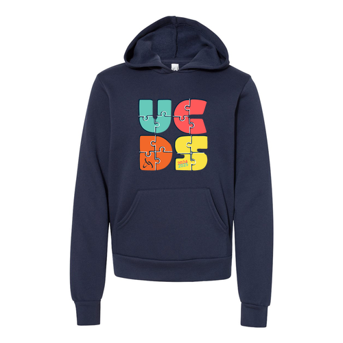 Bella Canvas Youth Sponge Fleece Hooded Sweatshirt Puzzle -- Navy