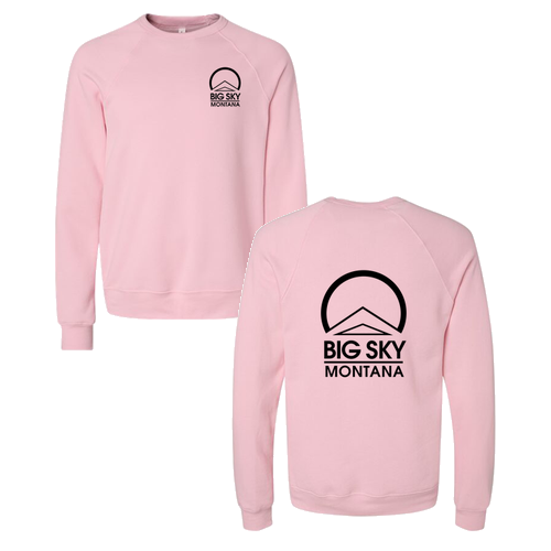 Big Sky Montana Logo 2 Black Ink -- Crewneck Sweatshirt Pink