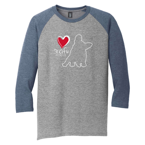 District Made Mens Perfect Tri Raglan -- Grey Frost / Navy Frost