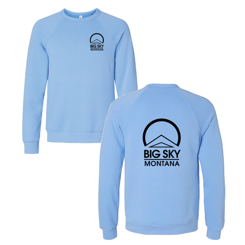 Big Sky Montana Logo 2 Black Ink -- Crewneck Sweatshirt Carolina Blue