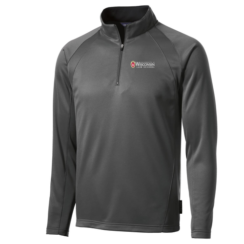 Sport Tek Sportwick Fleece Quarter Zip -- Dark Smoke / Black (Embroidery)