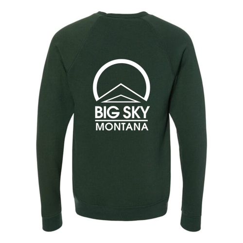 Big Sky Montana Logo 2 White Ink -- Crewneck Sweatshirt Forest