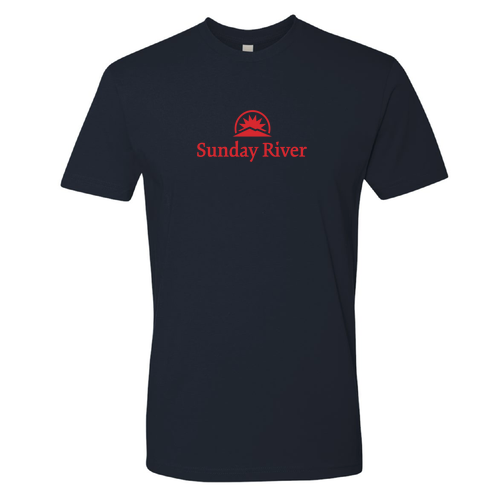 Sunday River Logo 1 Red Ink -- Short sleeve Midnight Navy