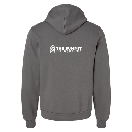 The Summit at Snoqualmie Logo 2 White Ink -- Pullover Hooded Sweatshirt Asphalt