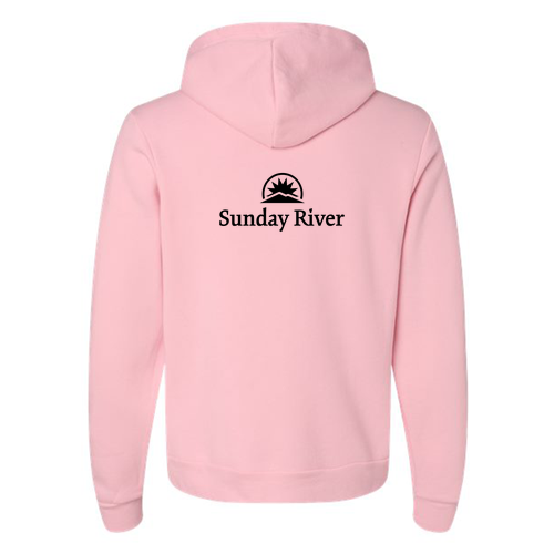 Sunday River Logo 2 Black Ink -- Pullover Hooded Sweatshirt Pink