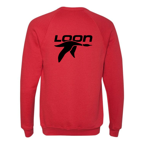 Loon Logo 2 Black Ink -- Crewneck Sweatshirt Red