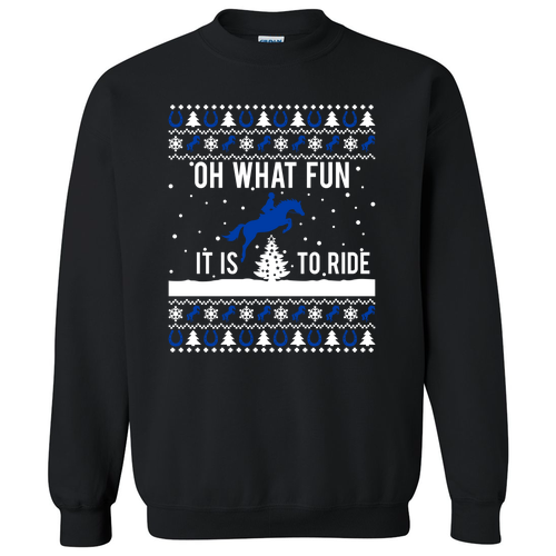 Horse Jumping Gildan Heavy Blend Crew Neck Sweatshirt -- Black