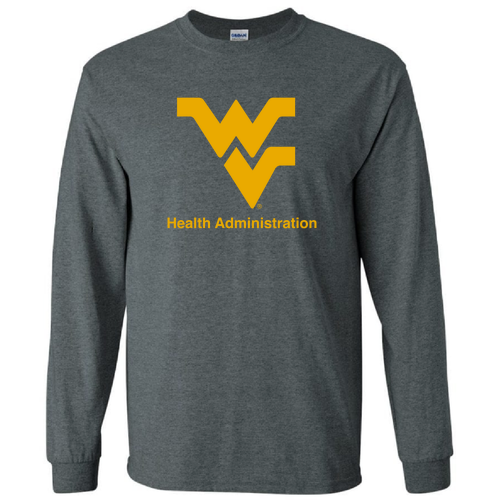 Screen Printed Gildan Heavy Cotton Long Sleeve Basic T-Shirt -- Dark Heather