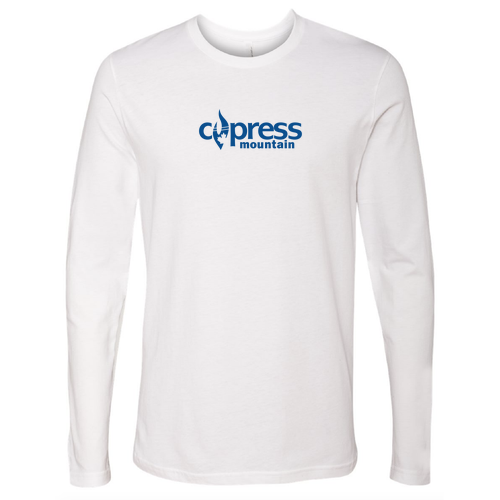 Cypress Mountain Logo 1 Blue Ink -- Long Sleeve White