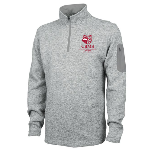Charles River Mens 1/4 Zip  Fleece Pullover -- Light Grey Heather (Embroidery)