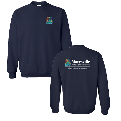 Gildan Heavy Blend Crew Neck Sweatshirt Front & Back -- Navy