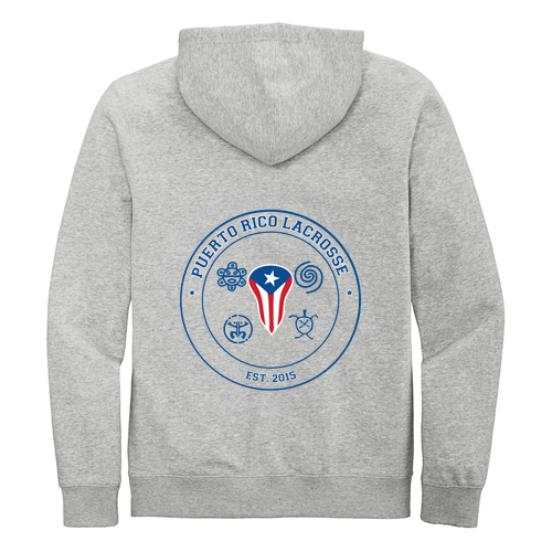 Taino Symbol Full-Zip Hoodie -- Light Heather Grey
