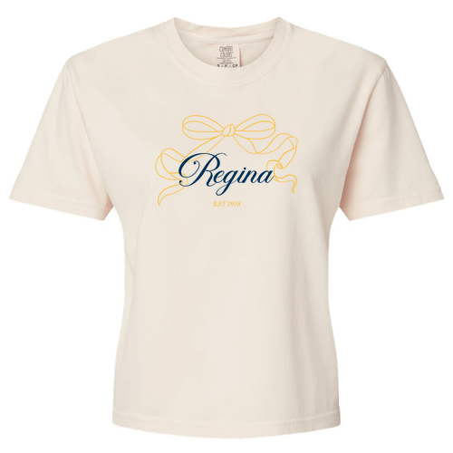 Regina Delicate Bow Comfort Colors Women's Garment-Dyed Heavyweight Boxy T-Shirt -- Ivory