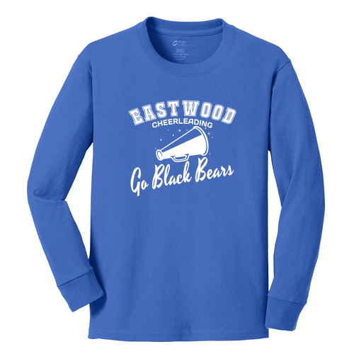 Megaphone Design YOUTH Port and Company Long Sleeve 100% Cotton T-Shirt -- Royal