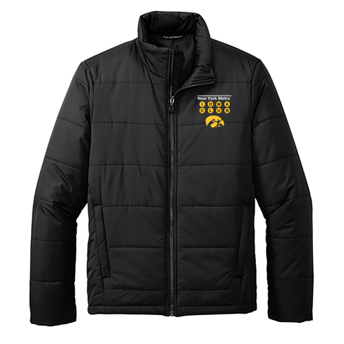 Embroidered Port Authority Puffer Jacket -- Deep Black