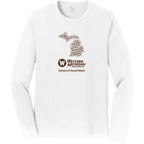 School of Social Work State of Michigan Port & Company Long Sleeve -- White