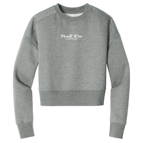 Women's Embroidered Text Cropped Crewneck Sweatshirt -- Heathered Steel