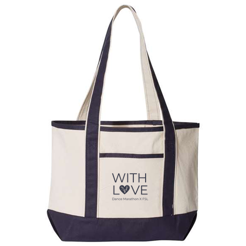 Q-Tees 20L Small Deluxe Tote -- Natural / Navy