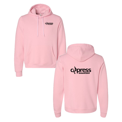 Cypress Mountain Logo 2 Black Ink -- Pullover Hooded Sweatshirt Pink