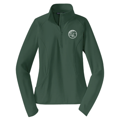 Embroidered Sport Tek Ladies Sport Wick Stretch Half Zip Pullover -- Forest Green