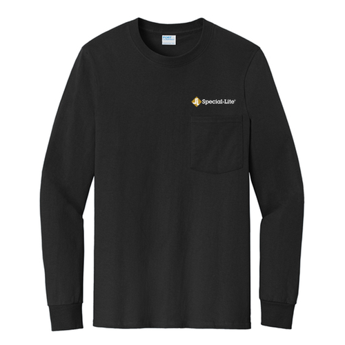 Port & Company Tall Long Sleeve Essential Pocket Tee -- Jet Black
