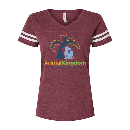 Live & Tell by LAT Ladies Fine Jersey Football T-Shirt -- Vintage Burgundy / White