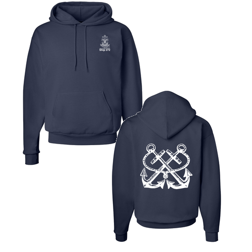 Hanes 7.8 Oz., 50/50 Comfort Blend Fleece Pullover Hood Adult (Design 2) -- Navy