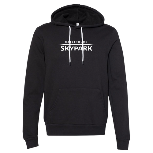 Gatlinburg Skypark Logo 1 White Ink -- Pullover Hooded Sweatshirt Black