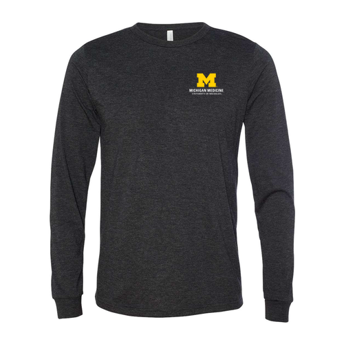 Mens/Unisex Bella Canvas Soft Fitted Triblend Long Sleeve Tee -- Charcoal Black Triblend