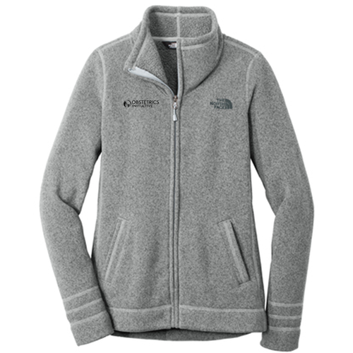 Ladies The North Face Sweater Fleece Jacket -- Medium Grey Heather