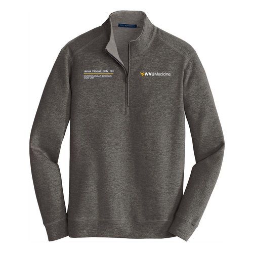 Port Authority Interlock 1/4-Zip -- Charcoal Heather / Medium Heather Grey