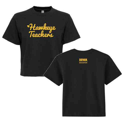 Hawkeye Teachers Next Level Apparel Women’s Heavyweight Boxy Tee -- Black