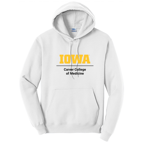 Printed CCOM Logo Port and Company Core Fleece Pullover Hooded Sweatshirt -- White