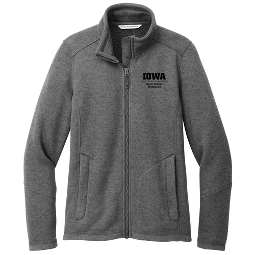 Embroidered Port Authority Ladies Arc Sweater Fleece Jacket -- Grey Smoke Heather