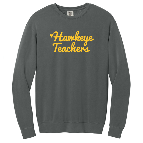 Hawkeye Teachers Comfort Colors Adult Crewneck Sweatshirt -- Pepper